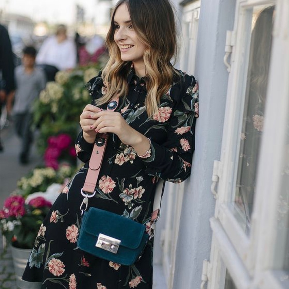 ASOS Black Floral Print Dress with Ruffles - 4